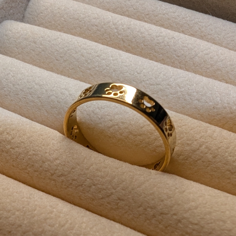 Gold Paw Print Band Ring - Women Jewelry Ring